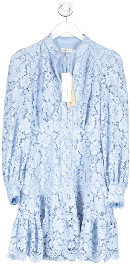 FOREVER NEW Blue Evie Lace Mini Dress UK 8