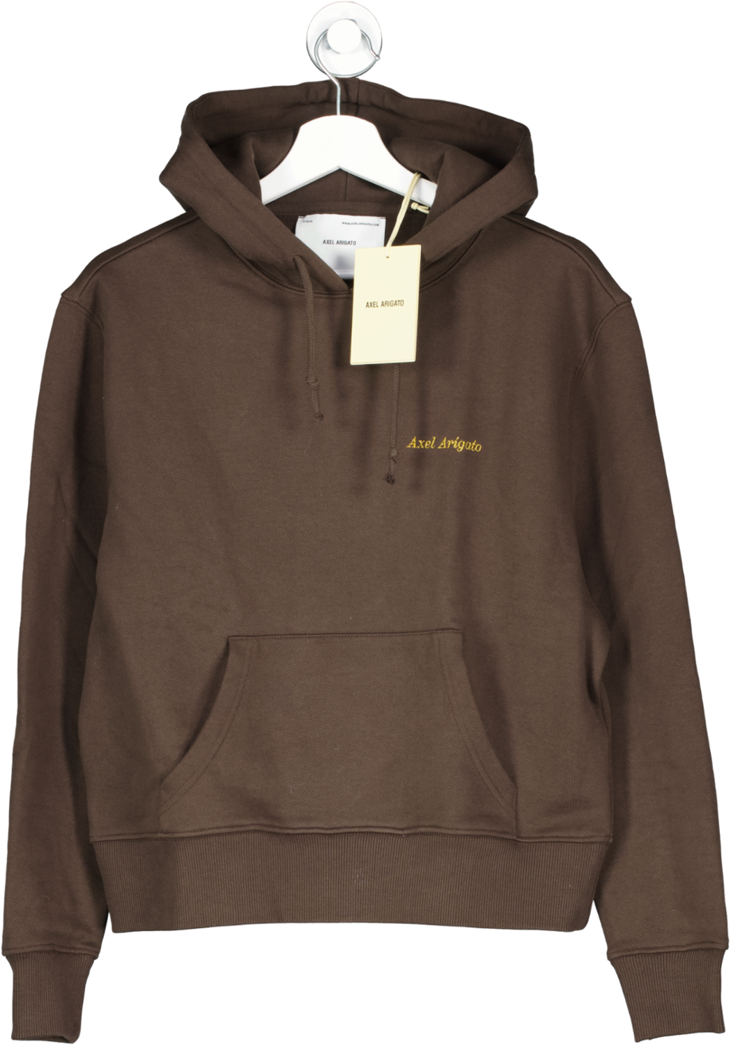 AXEL ARIGATO Deep Brown Trademark Gold Logo print Hoodie UK S