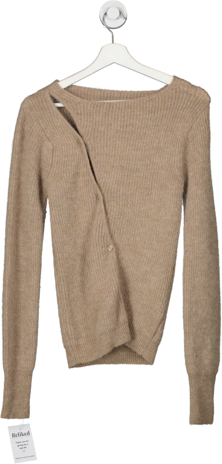 JACQUEMUS Beige La Maille Pau- Asymmetric Cardigan UK S JACQUEMUS Beige La Maille Pau- Asymmetric Cardigan UK S