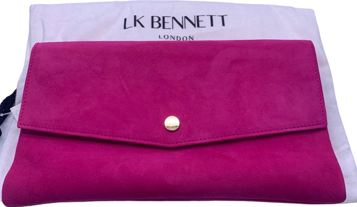 LK Bennett Bright Burgundy Suede Layla Clutch Bag Reliked
