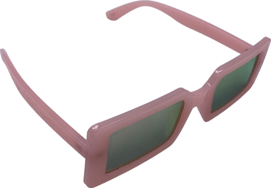 Pink Mirrored Rectangle Frame Sunglasses One Size