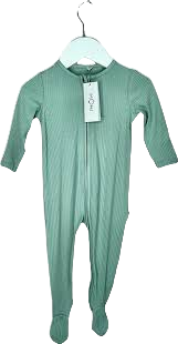 Mori Baby Mint Green Bamboo/organic Cotton Ribbed Clever Zip Sleepsuit BNWT 3-6 Months