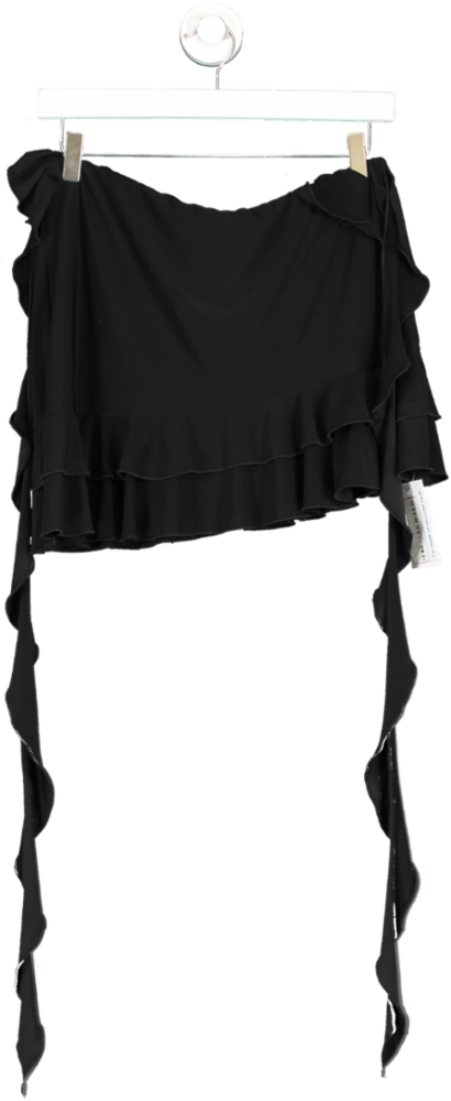 Ego Black Frill Detail Mini Skirt UK 14