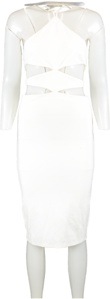 h:ours White Halter Neck Midi Dress UK XS