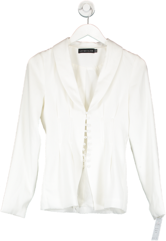 Lavish Alice White Button Front Jacket UK 6