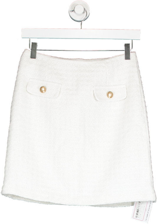 New Look White Boucle Mini Skirt UK 8