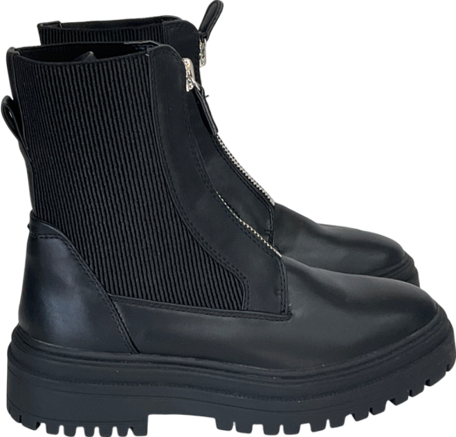 M&S Black Chelsea Chunky Flatform Ankle Boots UK EU 39 👠 – Reliked