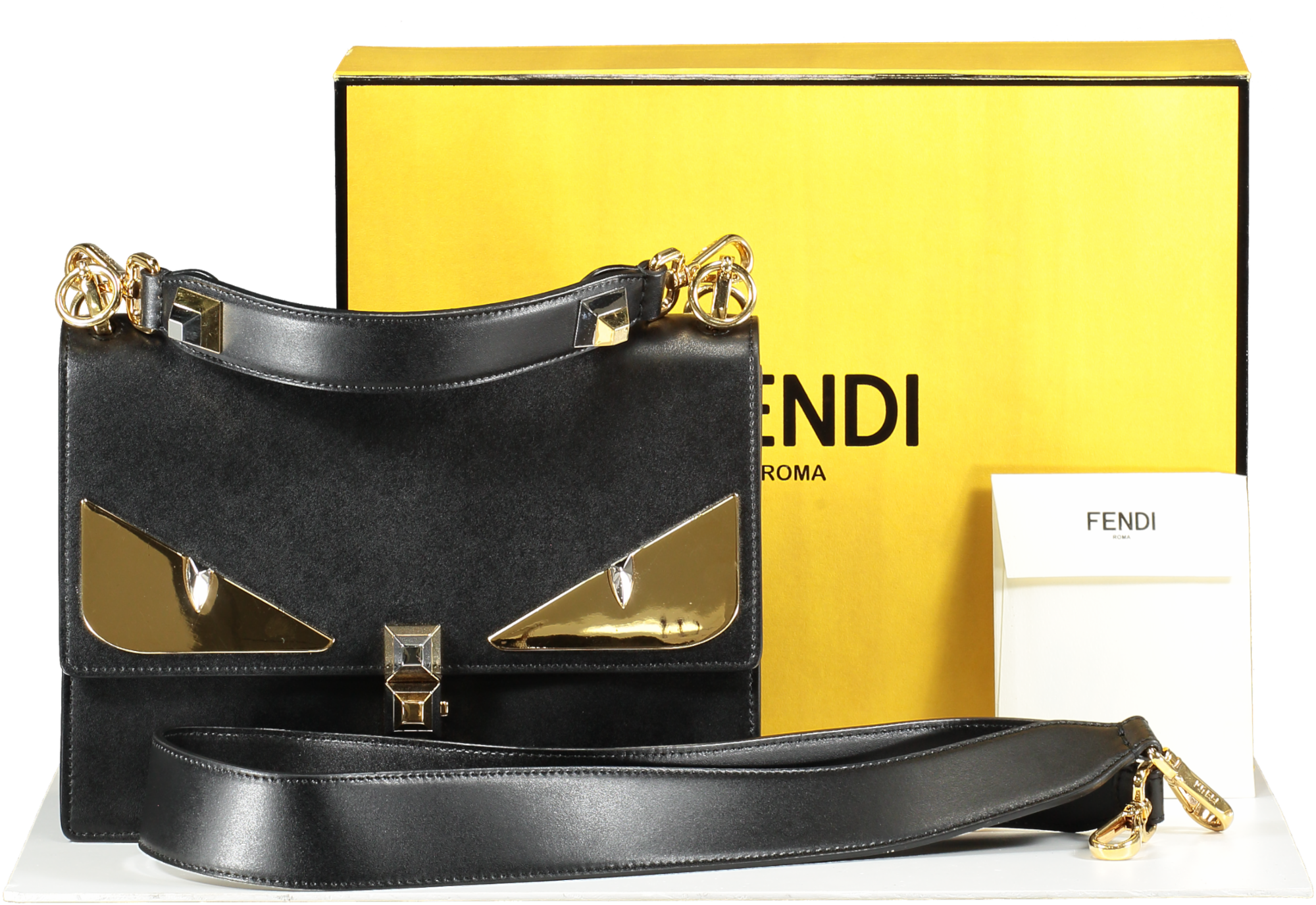 Fendi Black Monster Eyes Kan I Medium Handbag Reliked