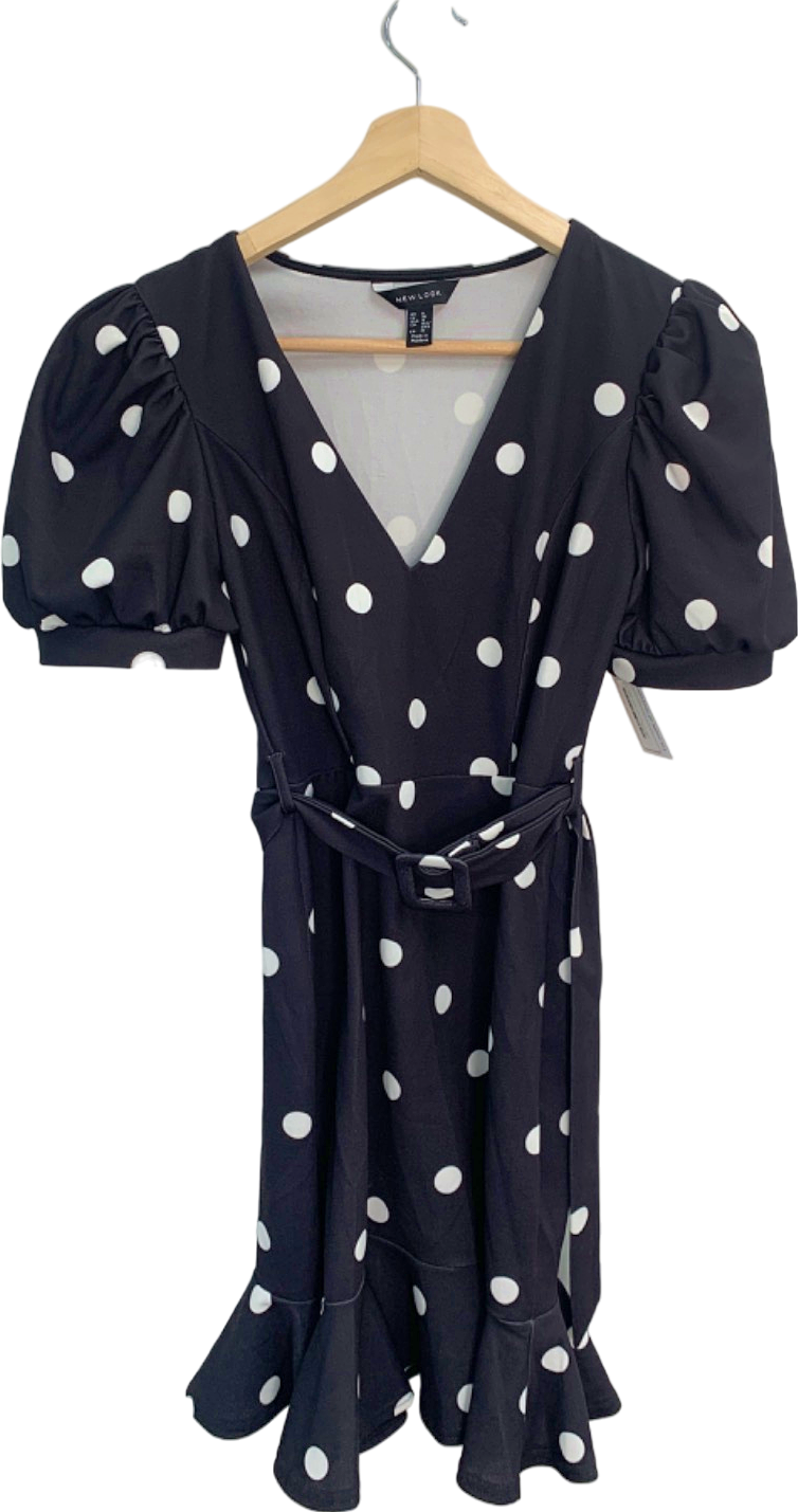 Black polka dot dress new look best sale