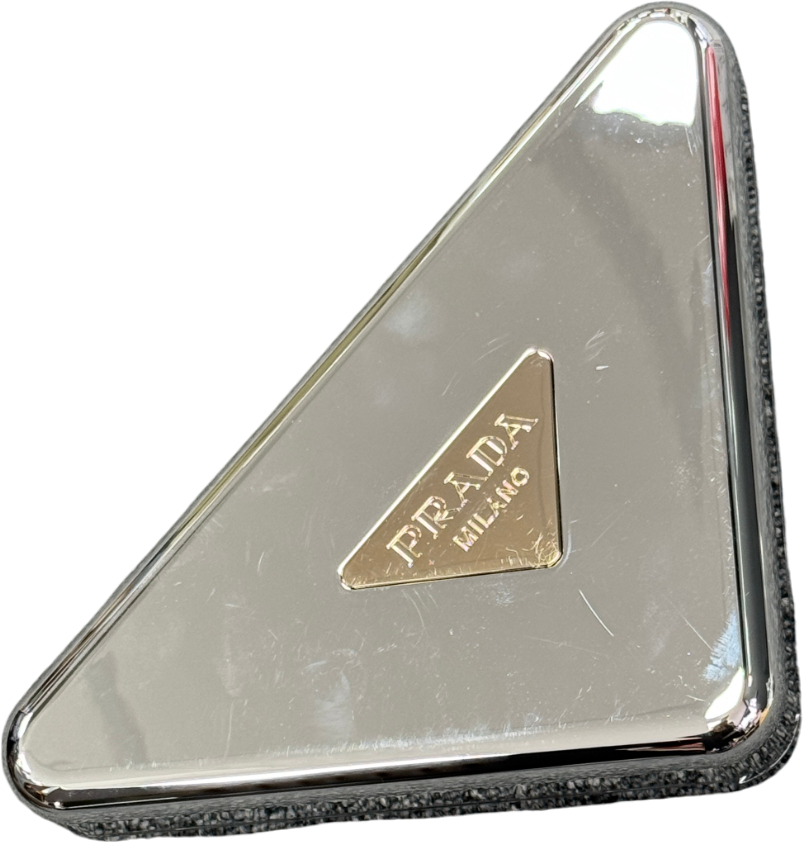 Prada Beauty Silver Metallic Triangle Clutch Bag – Reliked