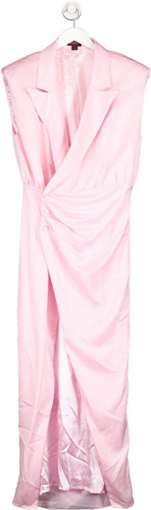 Misspap Pink Sleeveless Satin Drape Dress UK 12