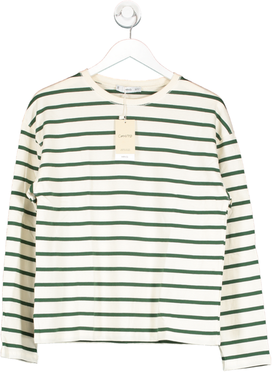 MANGO Cream Striped Cotton Blend Sweatshirt BNWT UK M