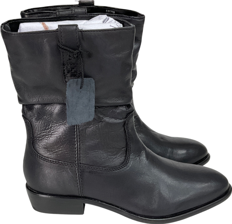 Next Black Leather Standard/wide Fit Forever Comfort Slouch Ankle