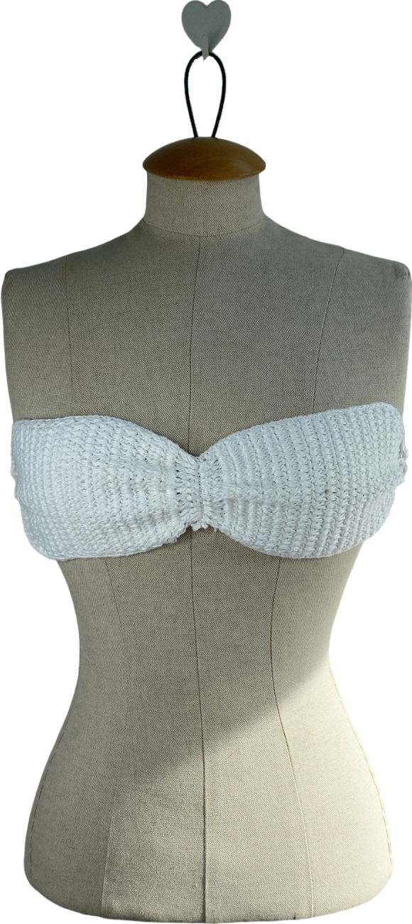 Shondel White Crochet Bandeau Bikini Top UK M/L