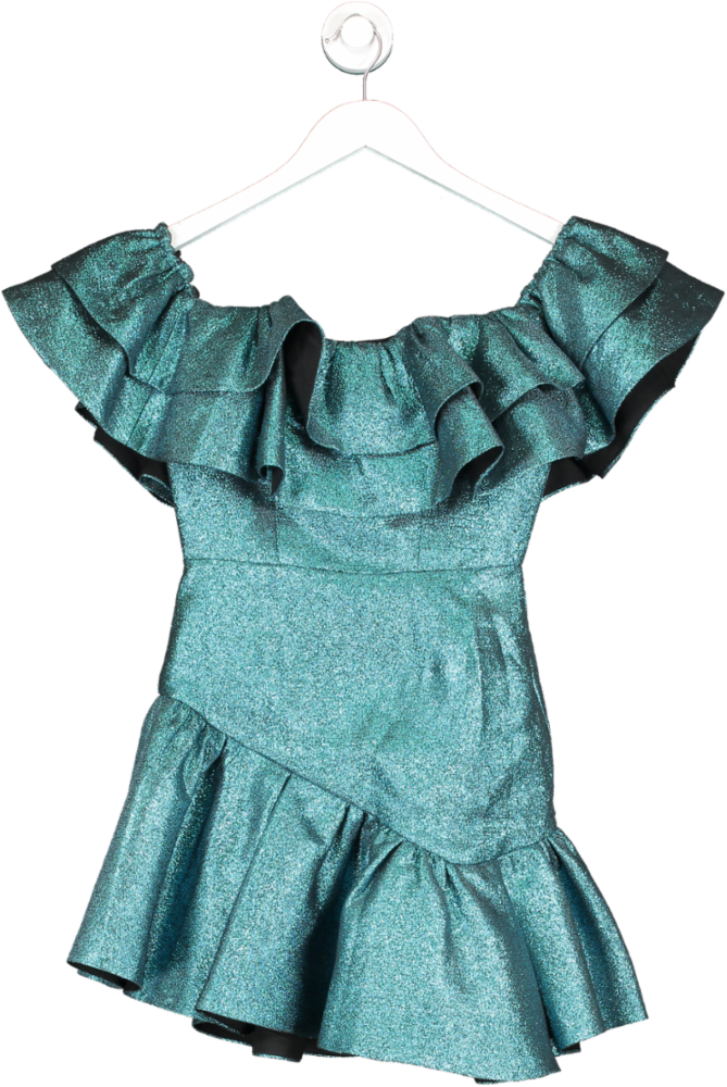 NBD Blue Off The Shoulder Ruffle Mini Dress UK XXS – Reliked