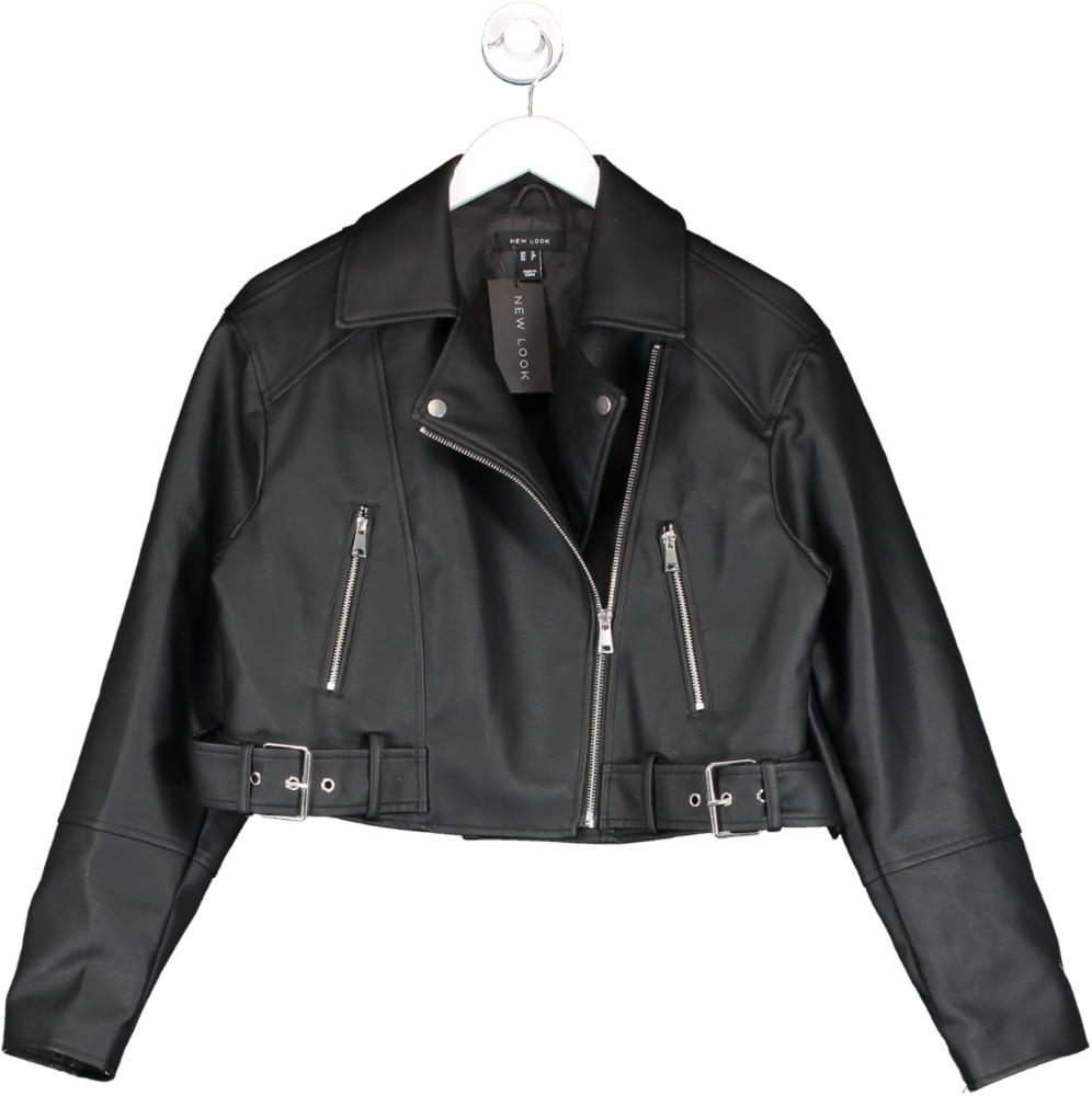 New Look Black Otis Crop Oversized Jacket UK 12