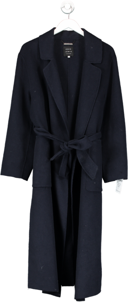 john lewis Blue Longline Wool Blend Coat, Navy UK 18