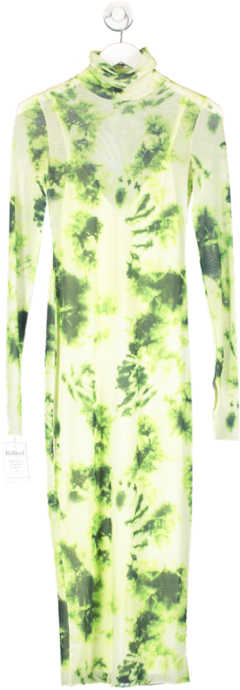 AFRM Lime Green High Neck Long Sleeve Maxi Dress UK XS