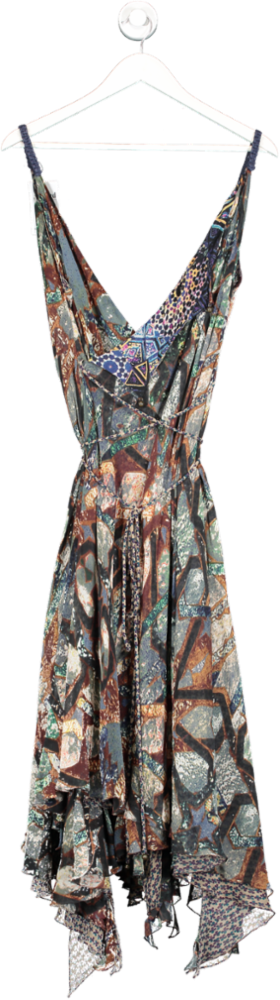 Multicoloured Chiffon Hankerchief Skirt Dress UK S
