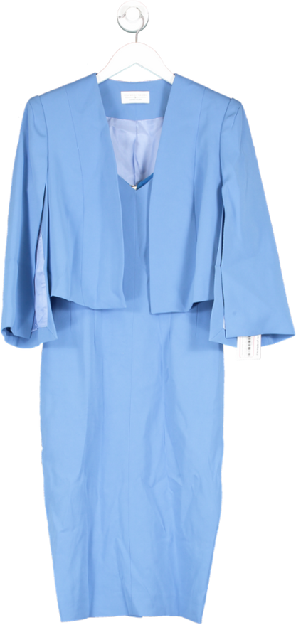 Fenn Wright Manson Blue Sleeveless Shift Midi Dress And Cropped Jacket UK 8