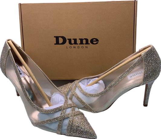 Dune London Gold Lurex Mesh Mix Court Heels UK Size 7