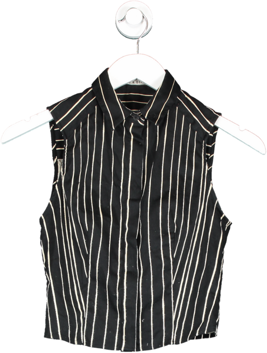 Alice + Olivia Black Striped Sleeveless Shirt UK XS