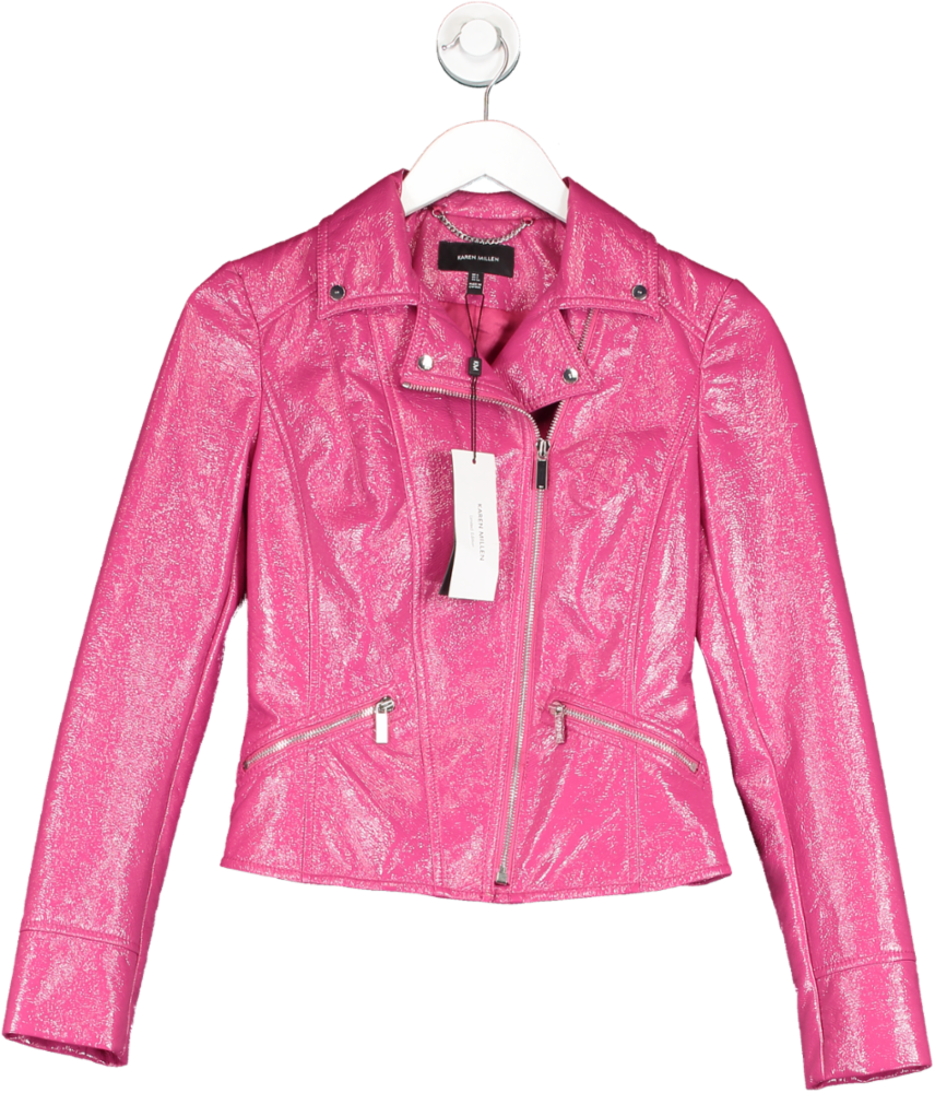 Karen millen pink leather jacket hot sale