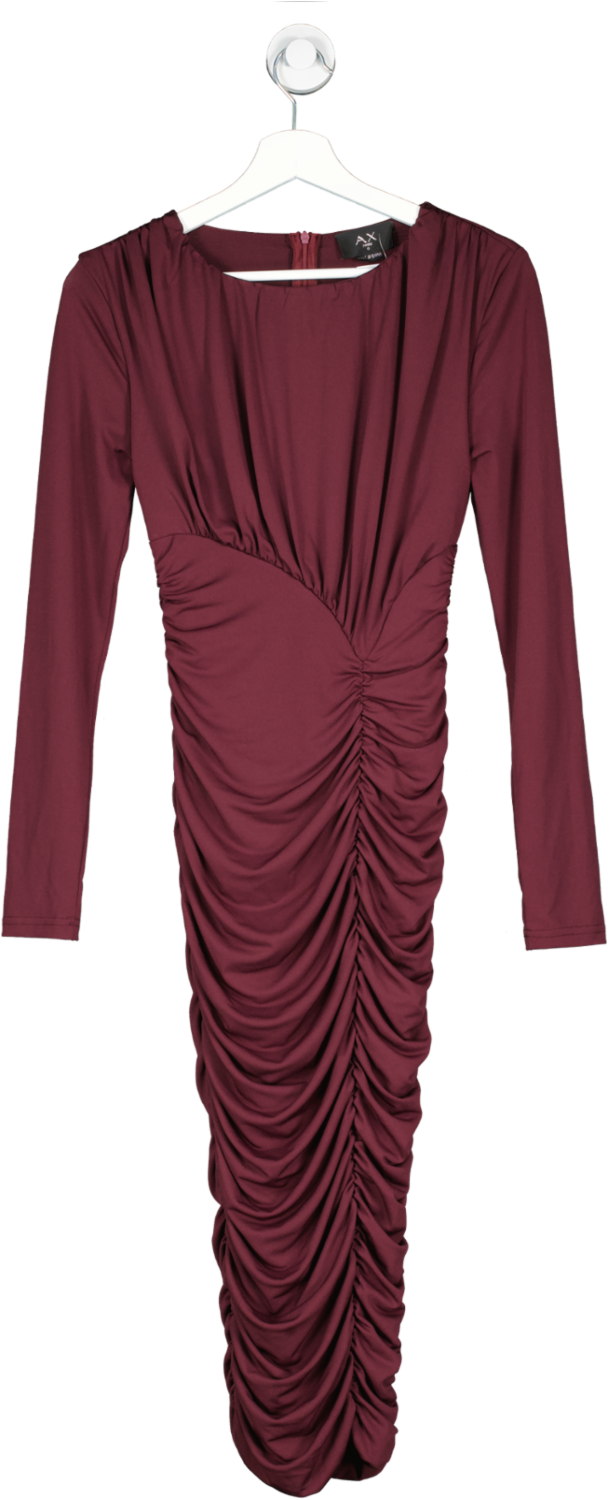 AX Paris Red Ruched Long Sleeve Midi Dress UK 8 – Reliked