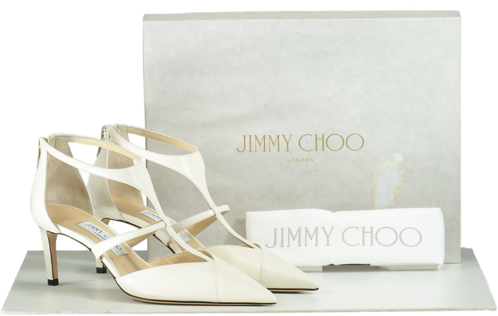 Jimmy Choo Latte SAONI 65 Nappa Leather Heels EU 38 UK 5 Reliked