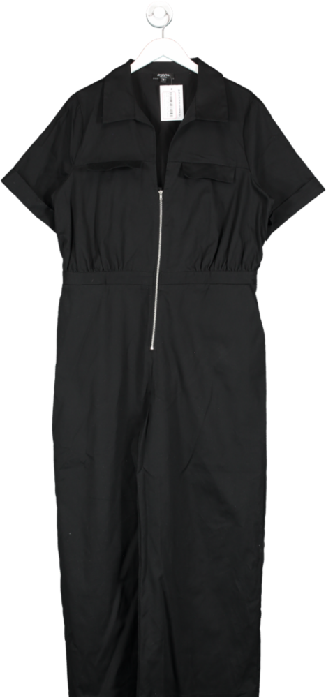 SimplyBe Black Half Zip Pocket Detail Midaxi Dress UK 18