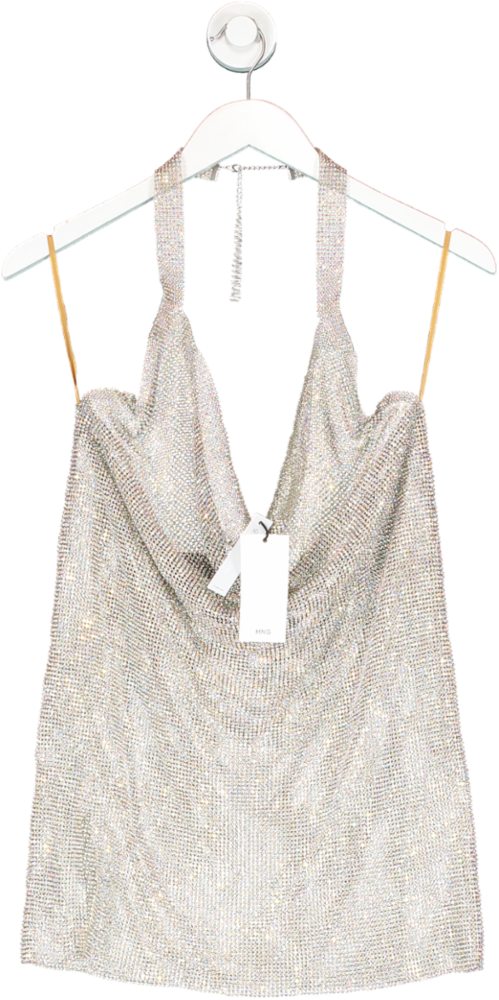 MANGO Metallic Crystal Mesh Dress UK S – Reliked