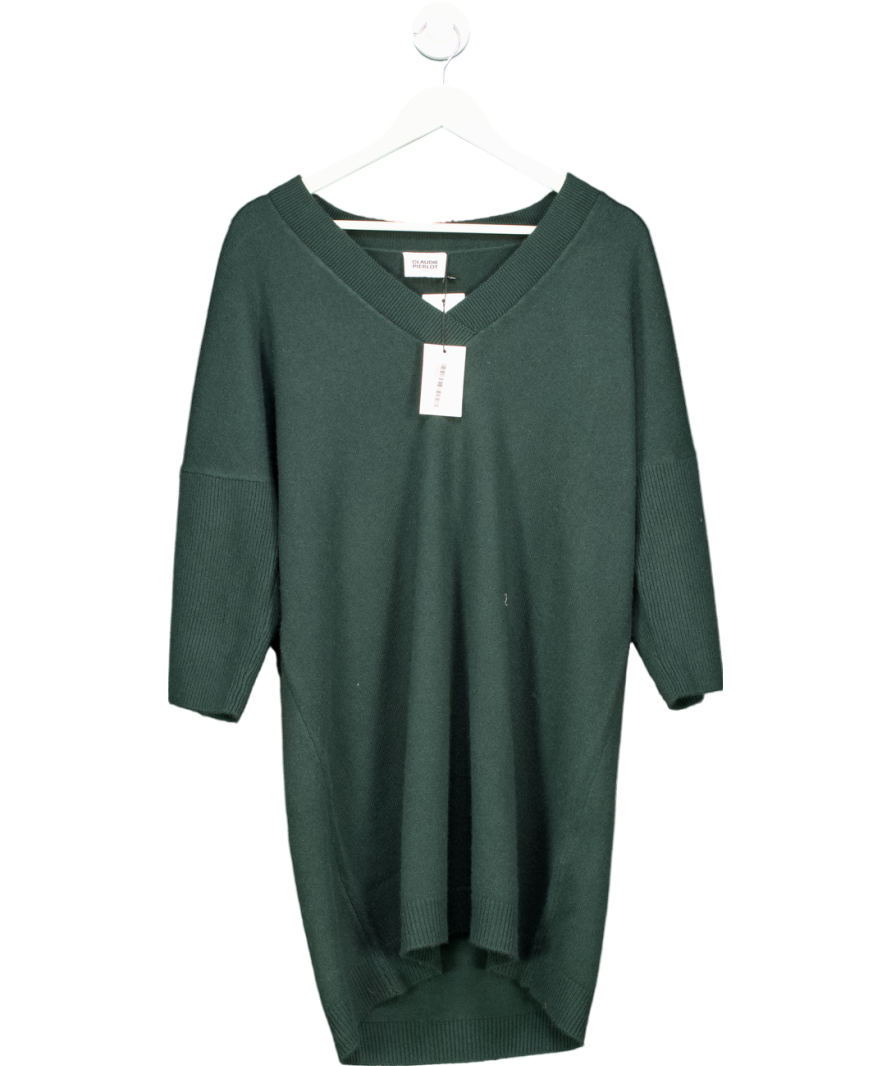 Claudie Pierlot Green Knitted jumper dress with gold button detail UK 12