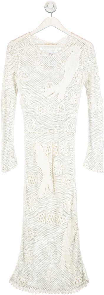 Maje White Crochet Maxi Dress UK M