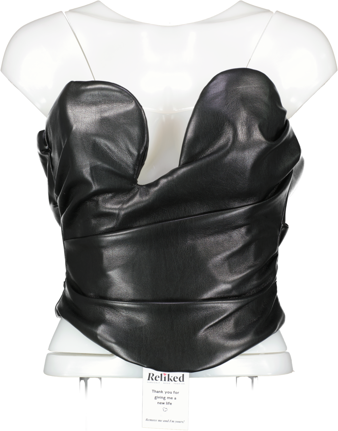 HOUSE OF CB Faux Leather Crop Corset Tank