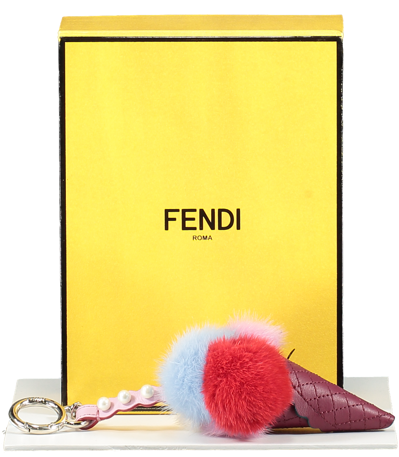 Fendi Multicoloured Mink Fur Ice Cream Cone Bag Charm / Key Ring One Size