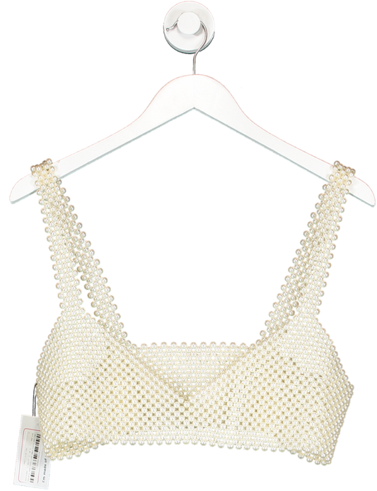 White Pearl Crop Top UK S