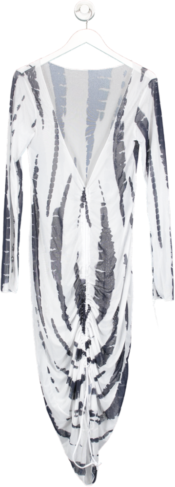 White Sheer Mesh Tie Dye Effect Beach Dress UK XL