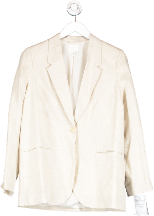 H&M Beige Single Breasted Linen Blend Jacket UK S
