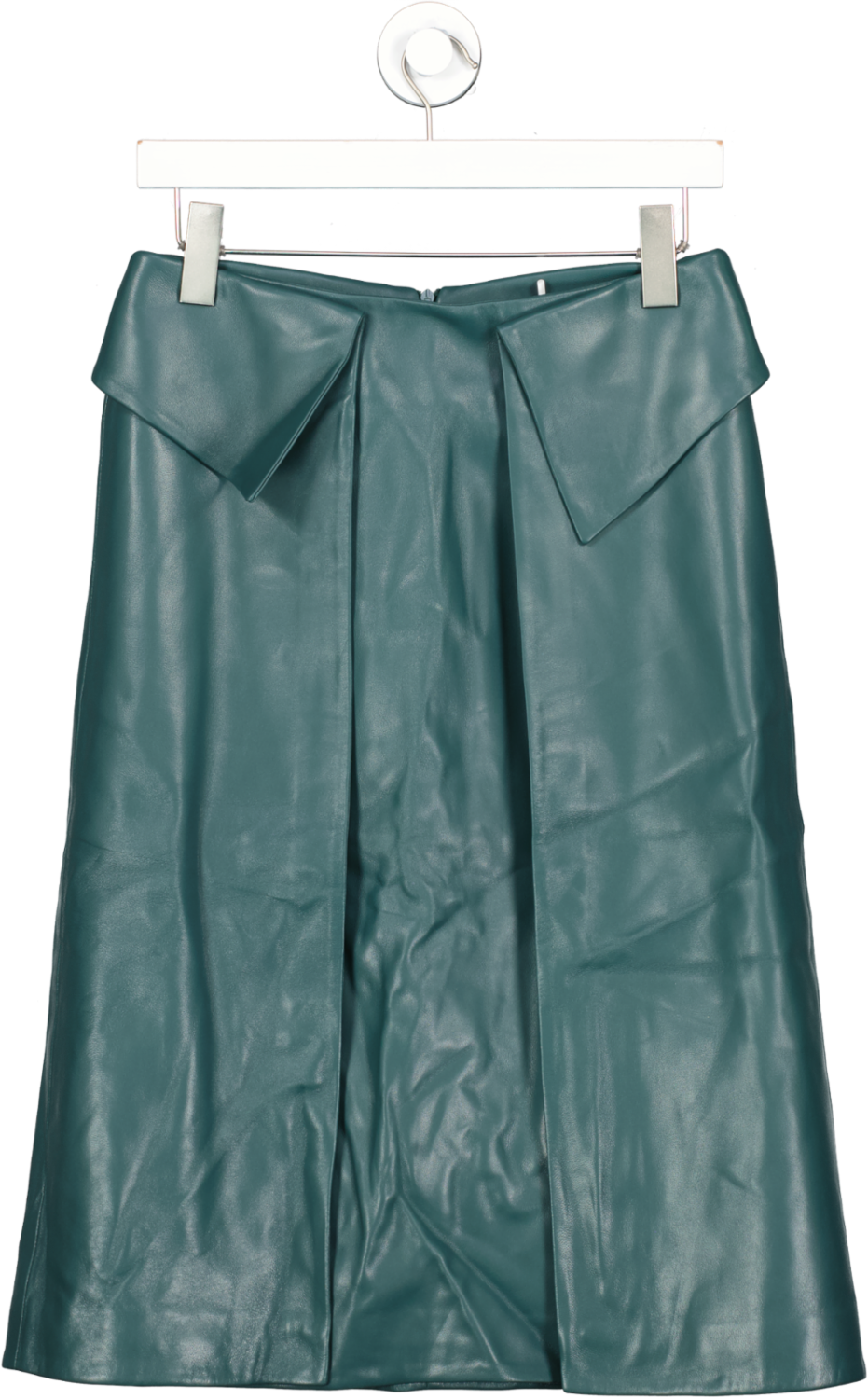 Elleme paris Green Pleat Front Leather Midi Skirt UK 8