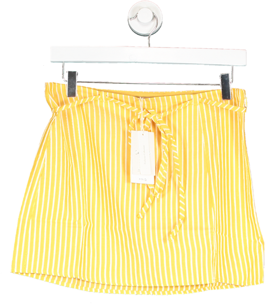 MANGO Yellow Striped Short Skirt UK M