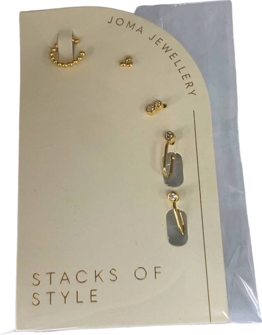 Joma Jewellery Gold Stacks of Style Earrings Set