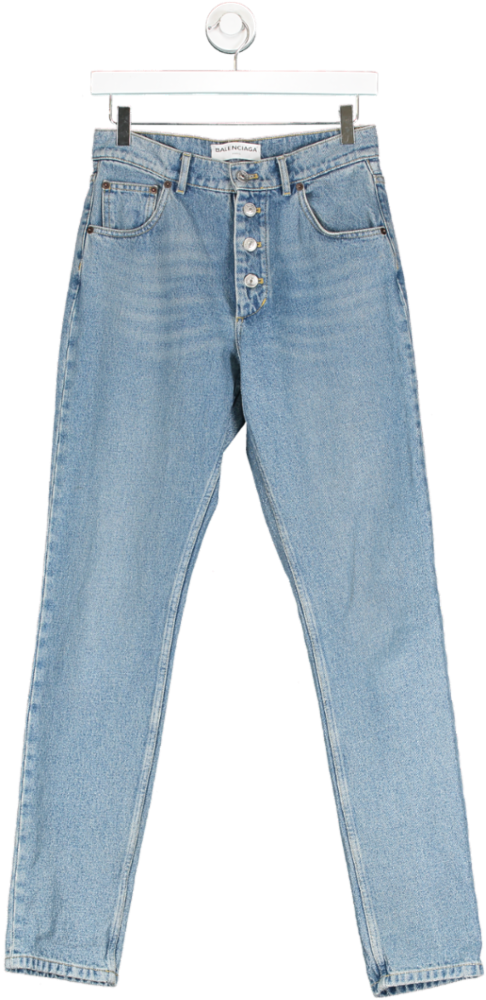 Balenciaga Blue High Rise Slim Cut Jeans UK 10