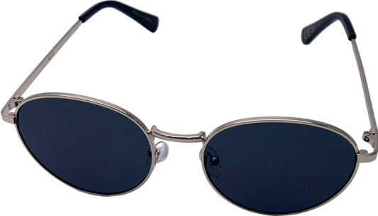 MANGO Metallic Brooks Round Metal Rimmed Sunglasses One Size