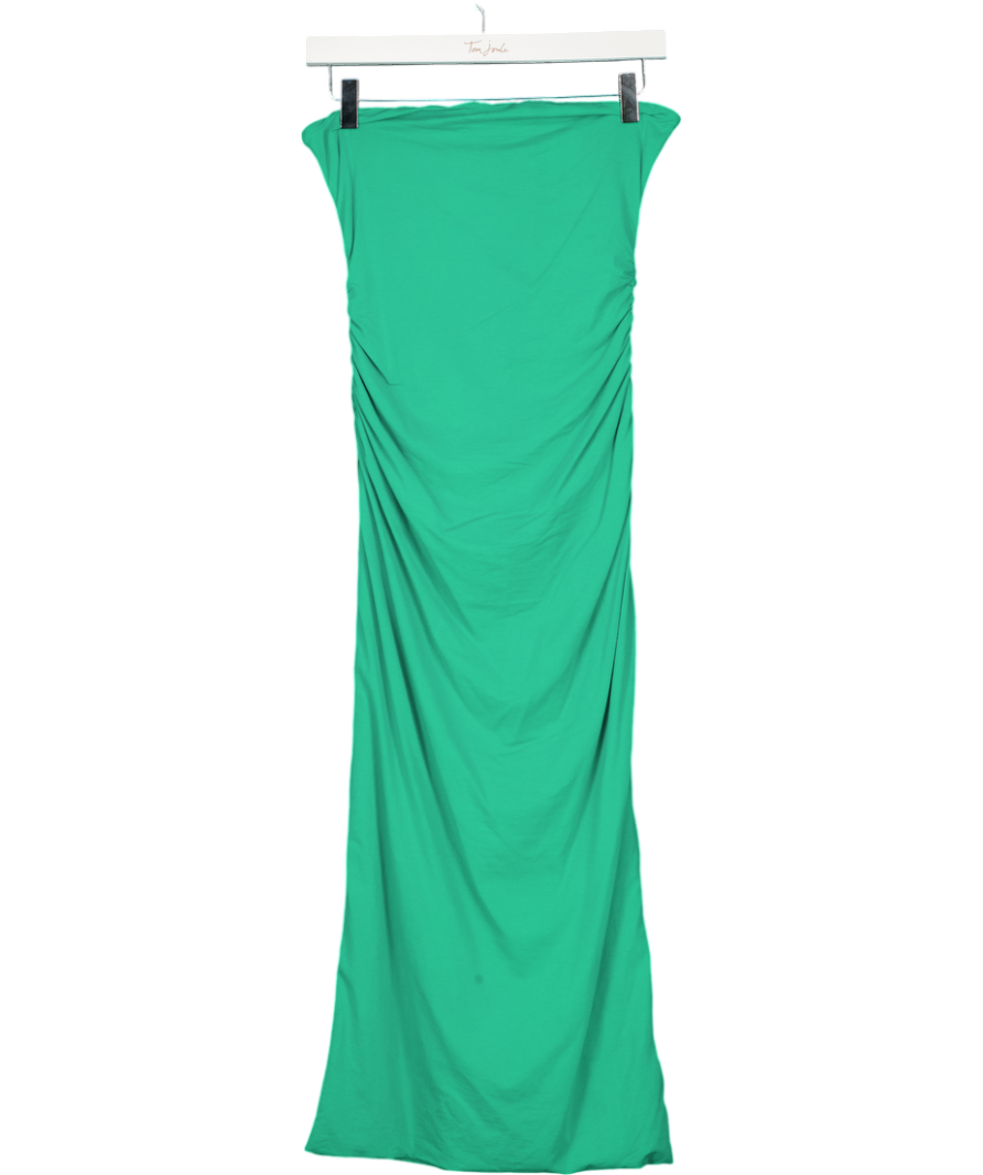 kookai green silk dress Bandeau Ruched Maxi UK 8 Midi dress