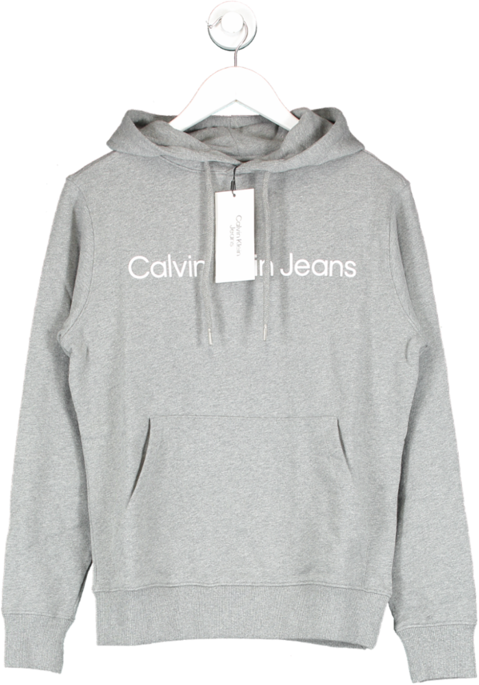 Calvin Klein Grey Mid grey Logo Hoodie BNWT UK XXS