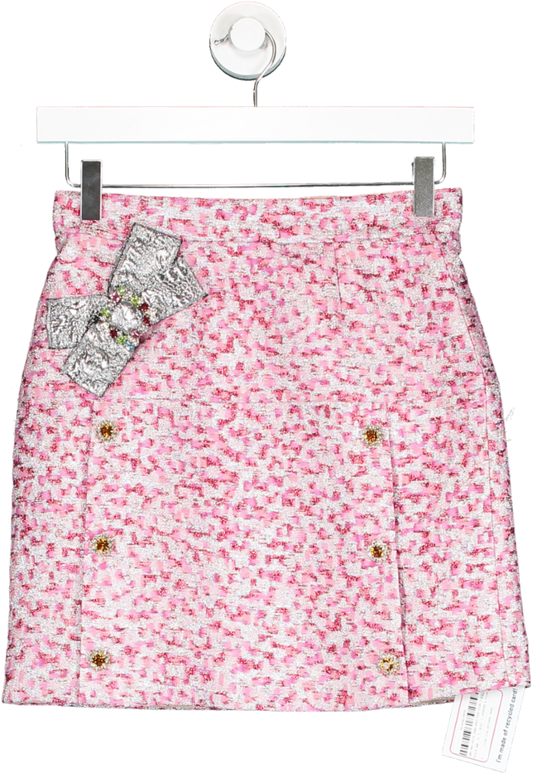 Dolce & Gabbana Pink Tweed Jewelled Mini Skirt 9 Years