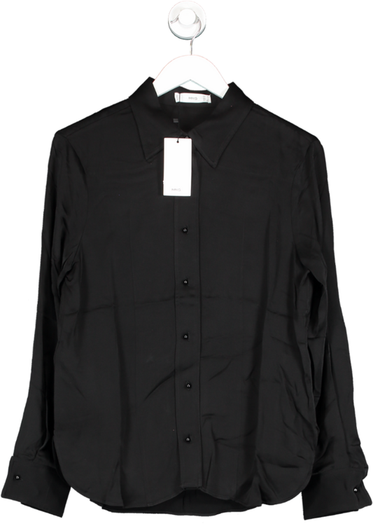 MANGO Black Satin Finish Flowy Shirt BNWT UK 10