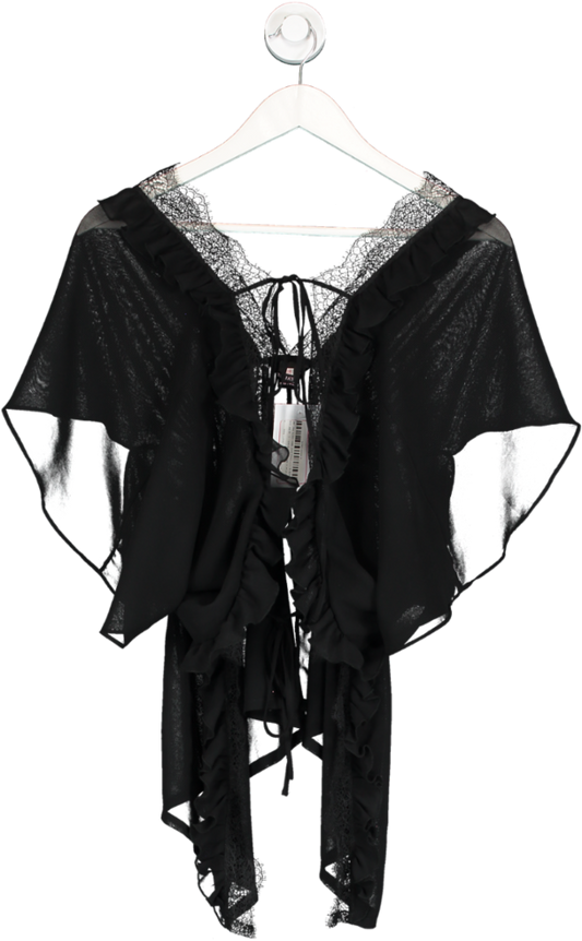 Victoria's Secret Black Sheer Lace Trimmed Short Robe UK S
