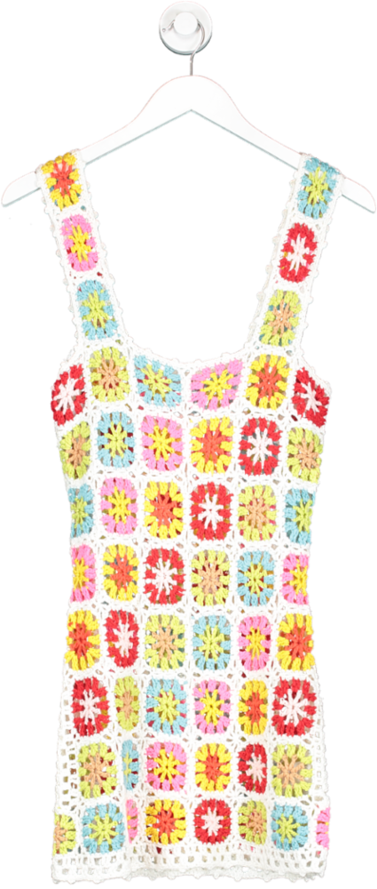 Tobi Multicoloured Crochet Mini Dress UK S