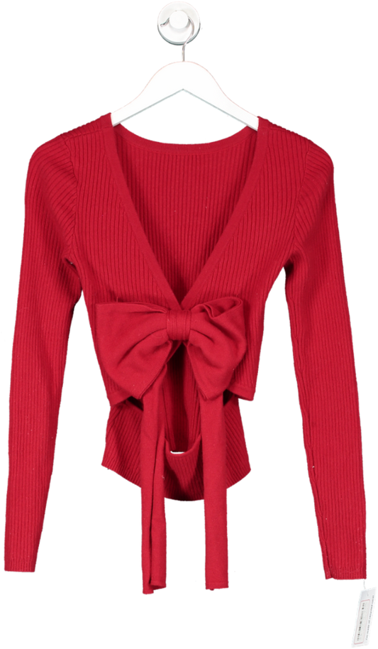 House of CB Red Sula Scarlet Cashmere Blend Bow Sweater UK XS